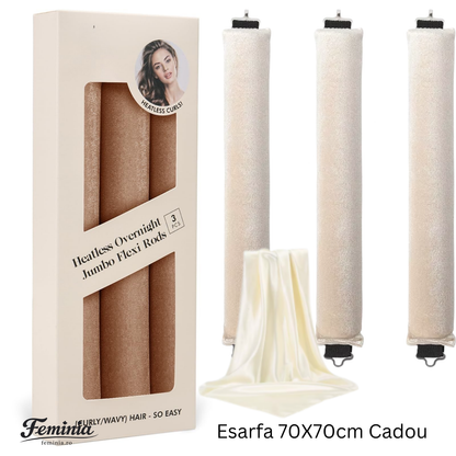 Set 3 Bigudiuri Satin Premium + Eșarfă CADOU (Model 2026) 🎁