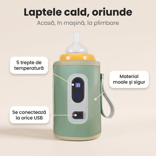 Încălzitor Biberoane Portabil cu Temperatură Reglabilă — 1+1 GRATIS: unul acasă, unul în mașină