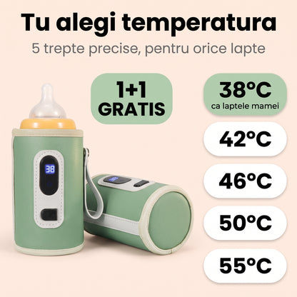 Încălzitor Biberoane Portabil cu Temperatură Reglabilă — 1+1 GRATIS: unul acasă, unul în mașină